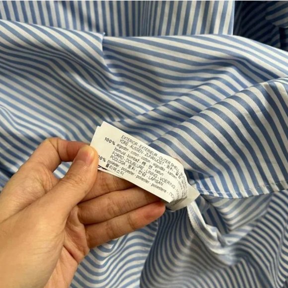 Zara Basic Stripe Shift Dress with Frilled Sleeves M - Picture 9 of 9